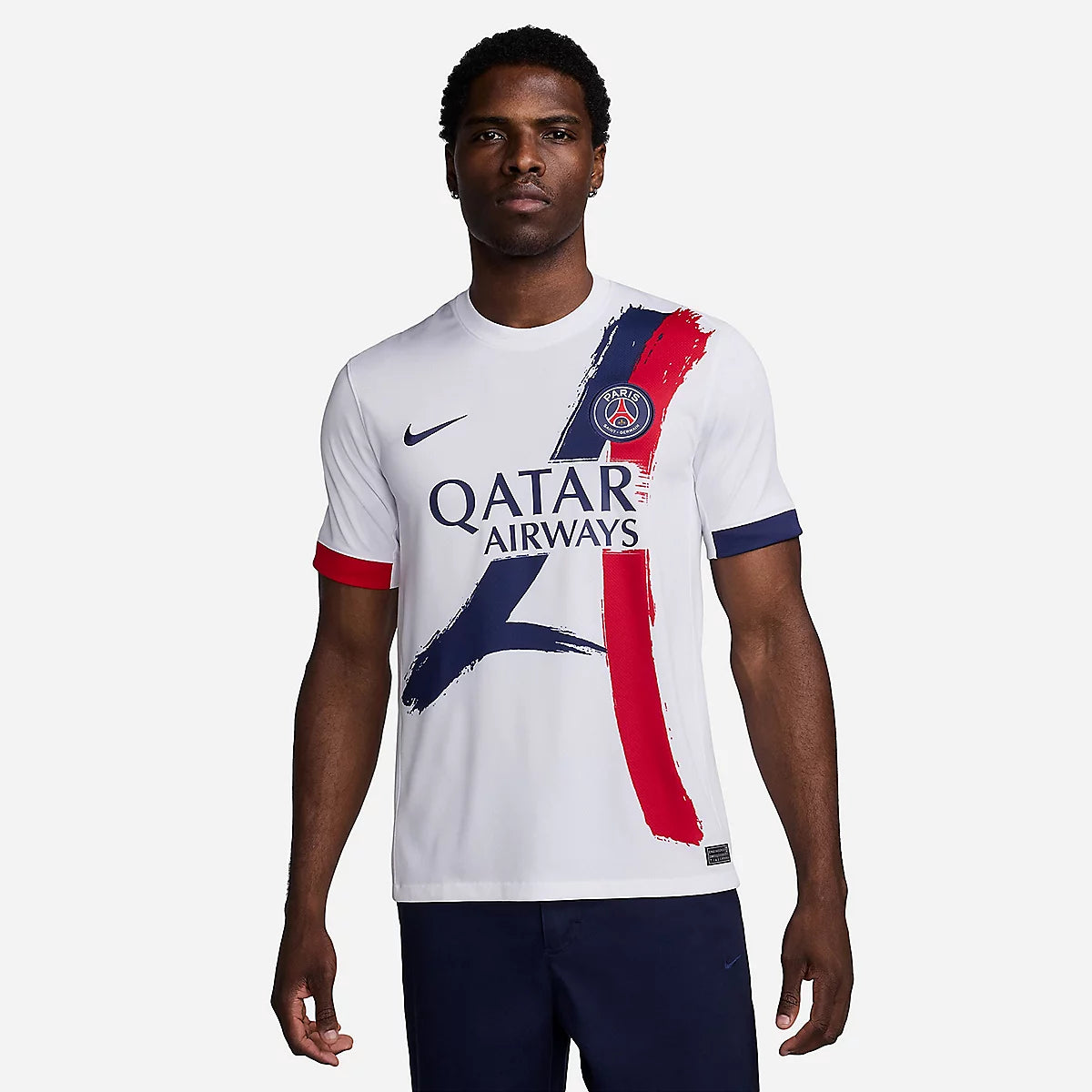 Maillot de football homme PSG 24/25 Stadium Extérieur Blanc et bleu